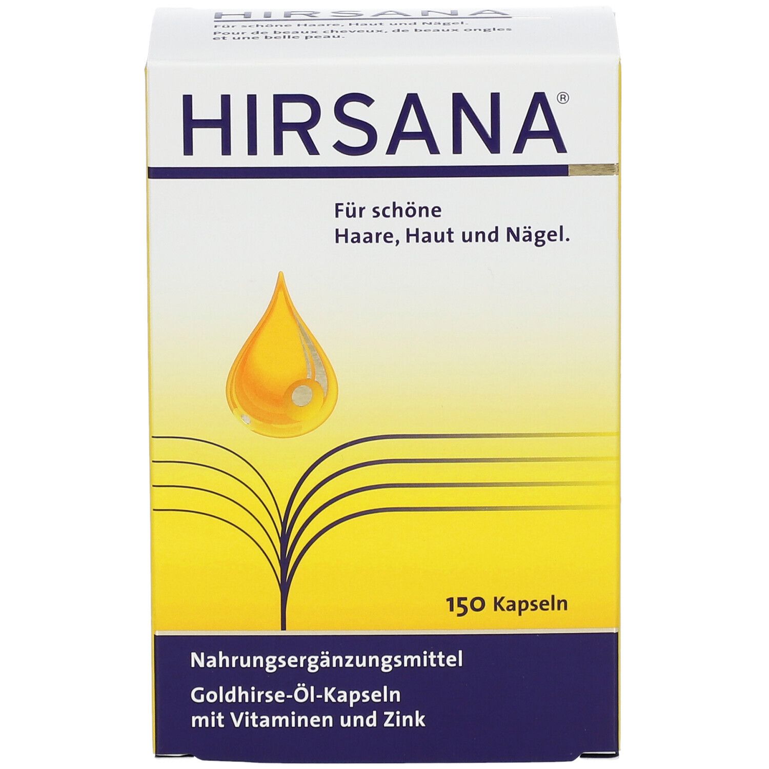 Hirsana Goldhirse-Öl-Kapseln: Nahrungsergänzungsmittel mit Vitaminen und Zink für Haare, Haut und Nägel. 150 Kapseln.
