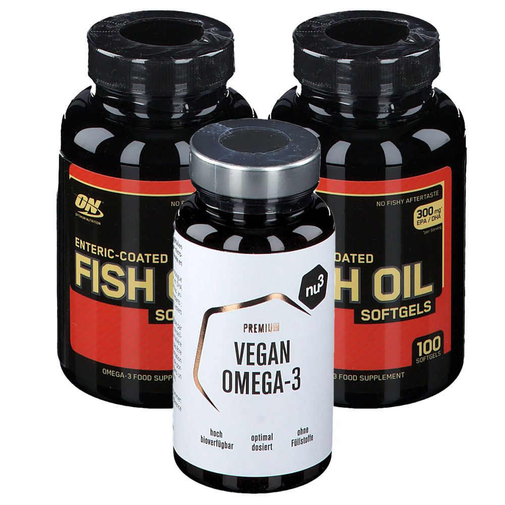 nu3 Omega-3 vegan + Optimum Nutrition Huile de poisson
