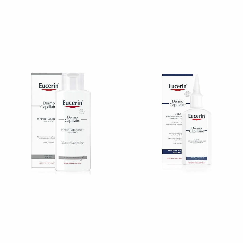 Eucerin® DermoCapillaire Kopfberuhigendes Urea Intensiv-Tonikum + Eucerin® DermoCapillaire Hypotolerant Shampoo
