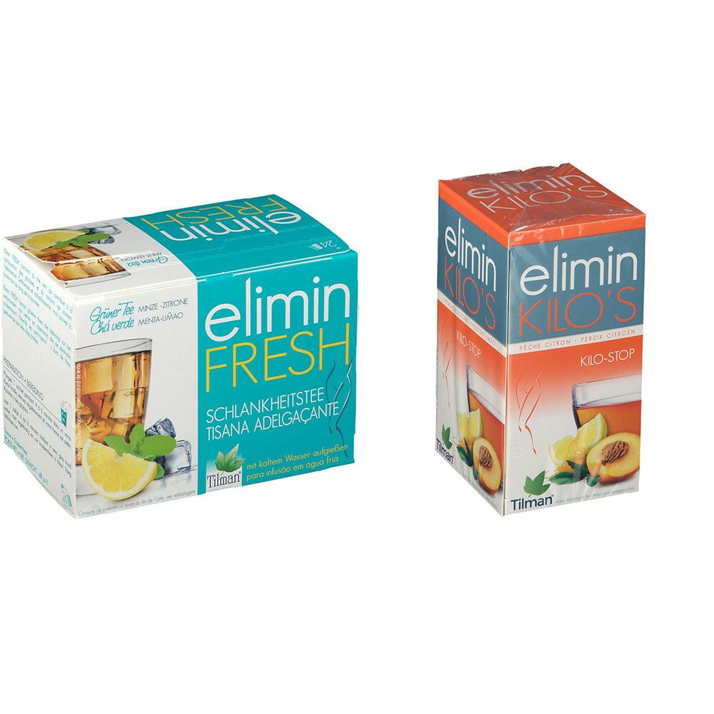 Tilman® elimin KILO´S Pêche et citron + elimin fresh Perte de poids thé menthe citron