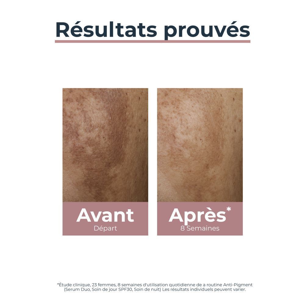 Pourcentage de 97% d'efficacité du Sérum Duo Anti-Pigment Eucerin, confirmé par des dermatologues.