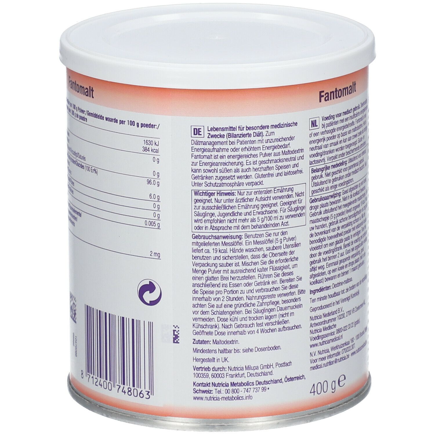 NUTRICIA Fantomalt Poudre hyperénergeétique