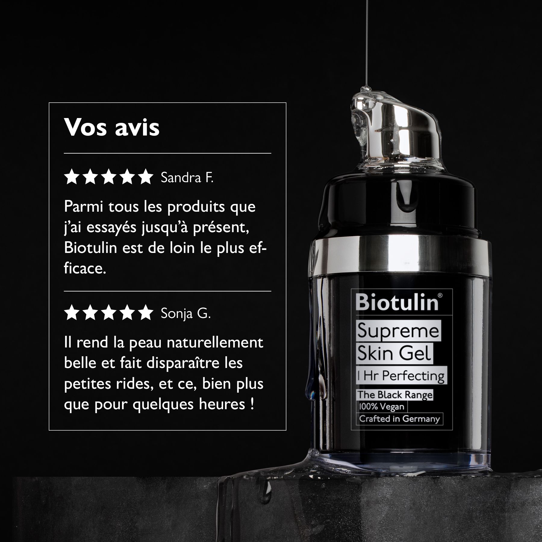 Biotulin Supreme Skin Gel avec distributeur. Avis des clients.