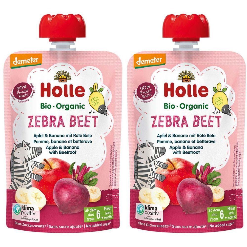 HOLLE Zebra Beet - Wasserflasche mit Apfel, Banane und Roter Bete