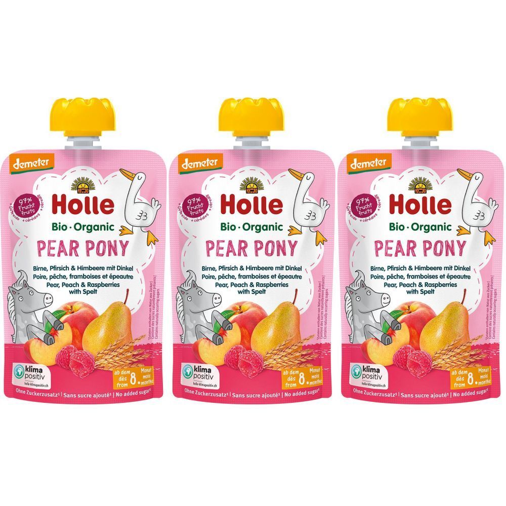 HOLLE Pear Pony - Gourde poire, pêche, framboises et épeautre