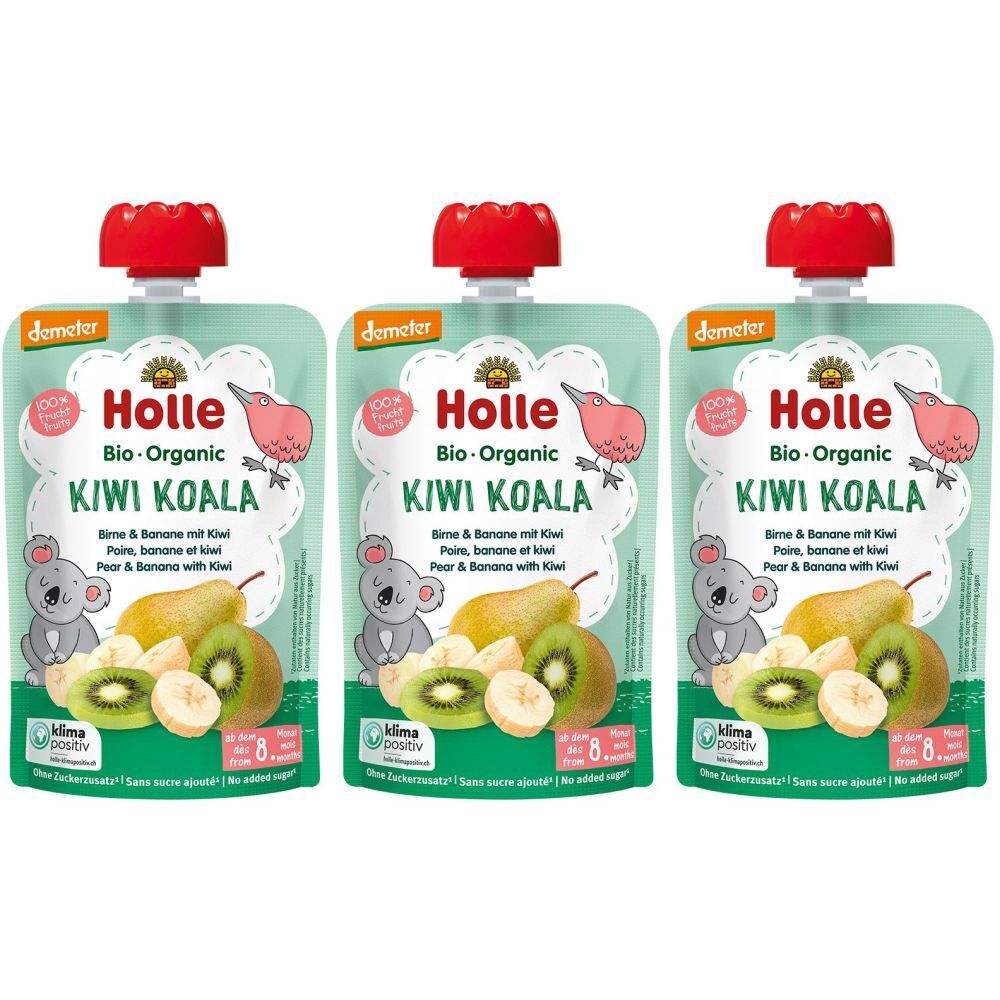 HOLLE Kiwi Koala - Trinkflasche mit Birne, Banane und Kiwi