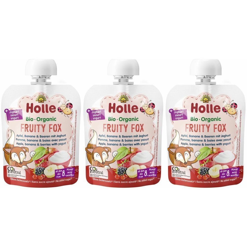 HOLLE Fruity Fox - Gourde Pomme, banane & baies avec yaourt