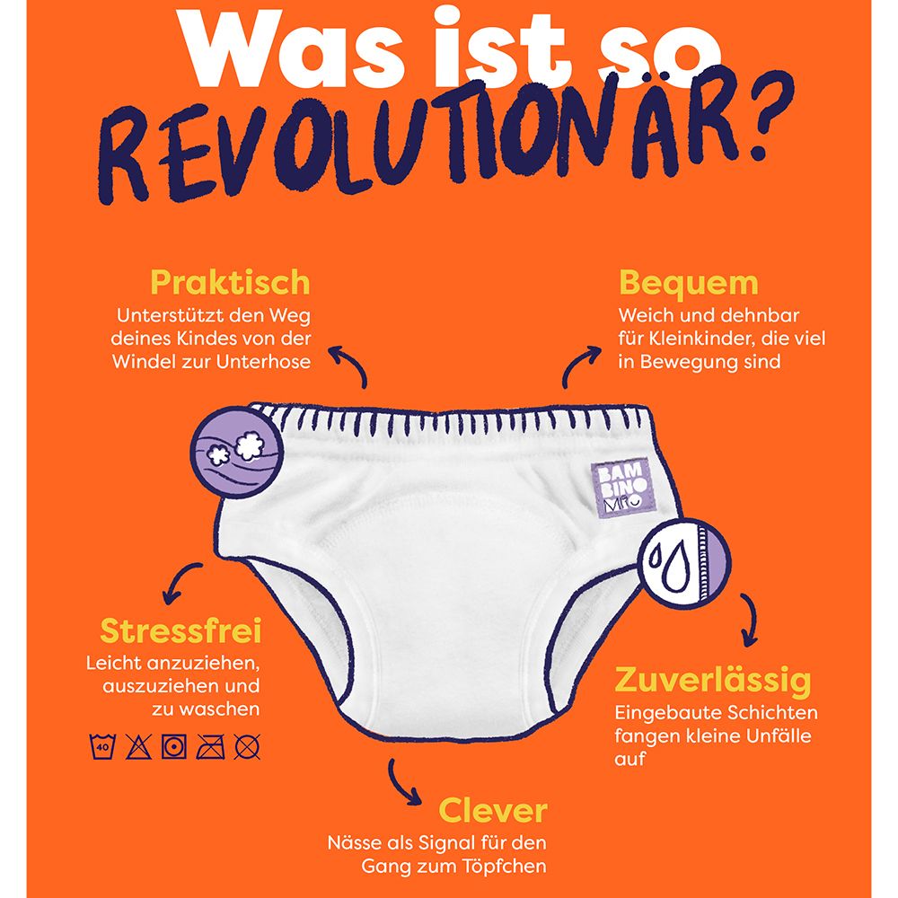 Bambino Revolutionäre waschbare Lernhöschen 3-4 Jahre Motiv - Tiervertrauen