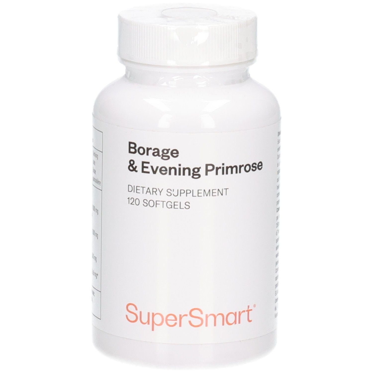 Weiße Flasche mit Borage & Evening Primrose Nahrungsergänzungsmittel, 120 Softgels.
