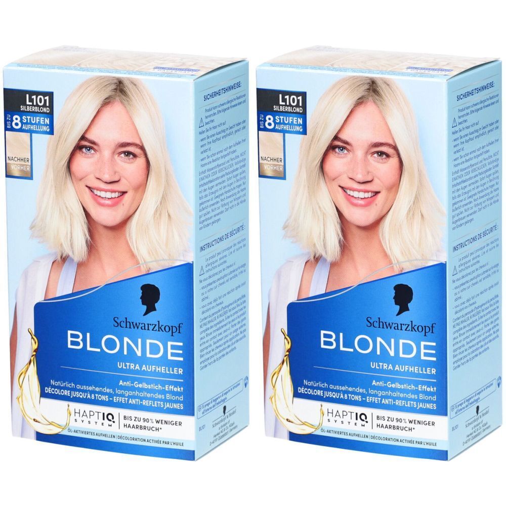 SCHWARZKOPF BLONDE L101 Platin Aufheller Silberbl x2