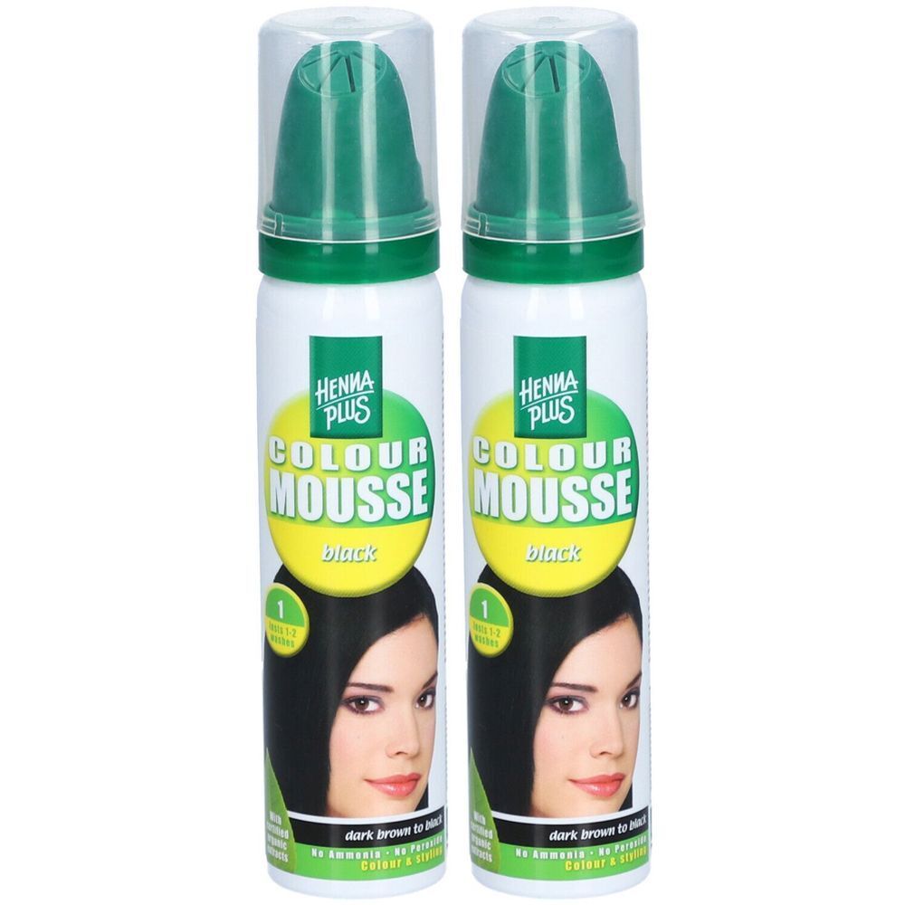 HENNA PLUS Colour Mousse Schwarz 1 75 ml x2