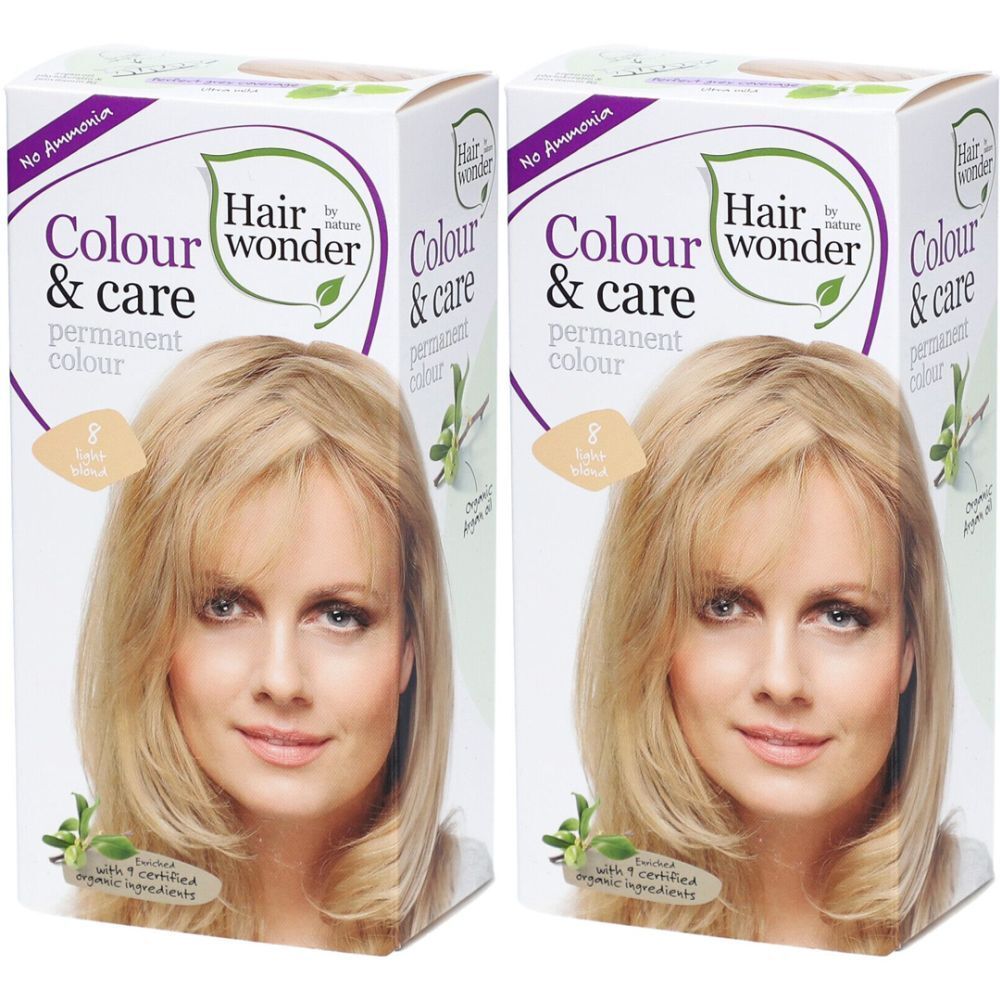 HENNA Hairwonder Colour & Care 8 hell blond x2