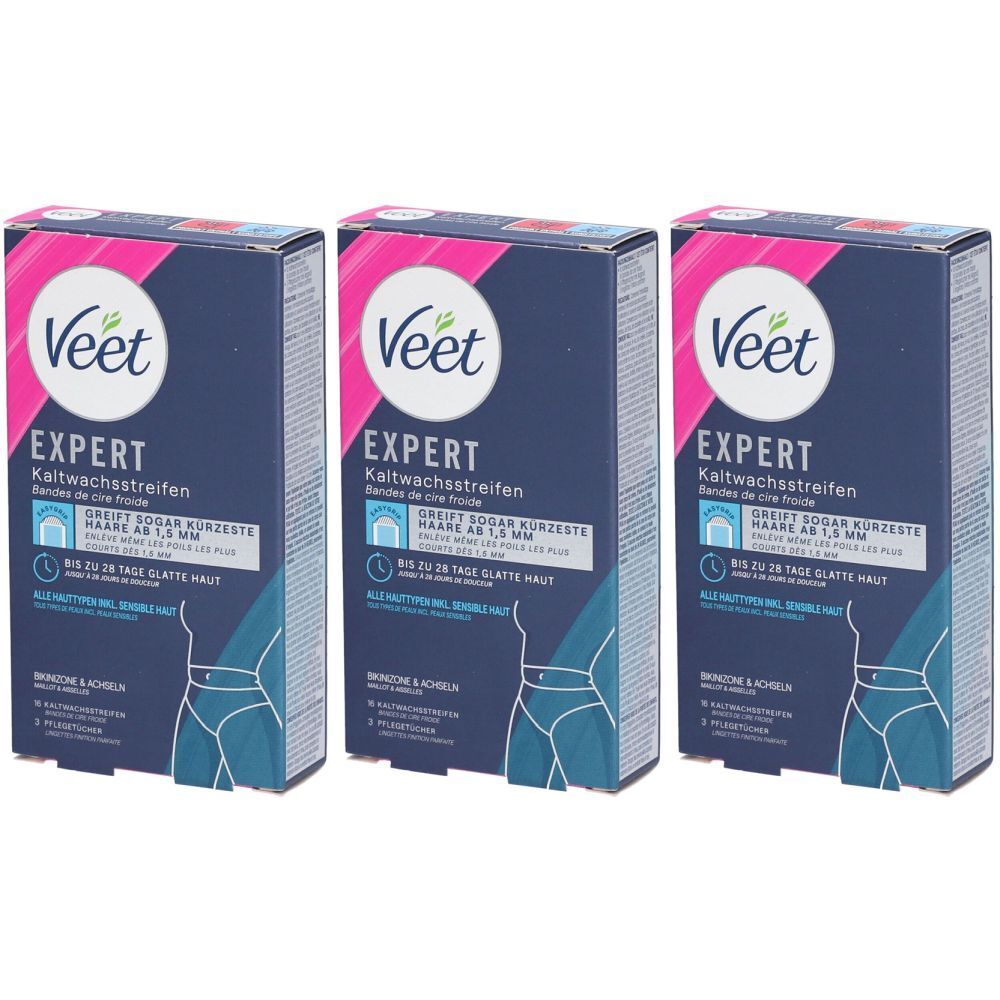 VEET Expert Kaltwachsstreifen Bikinizone und Achselhöhlen für empfindliche Haut
