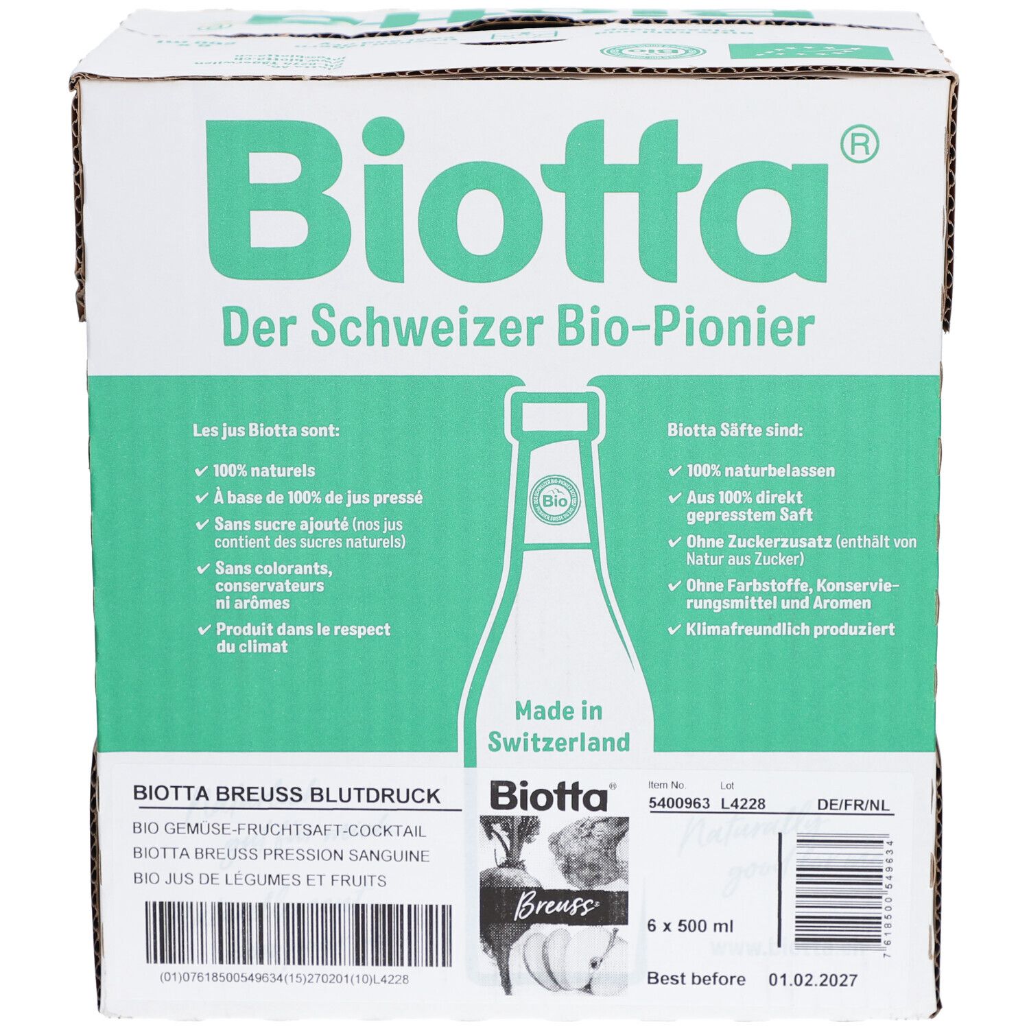 Biotta Breuss – Bio-Gemüsesaft zur Unterstützung des Blutdrucks