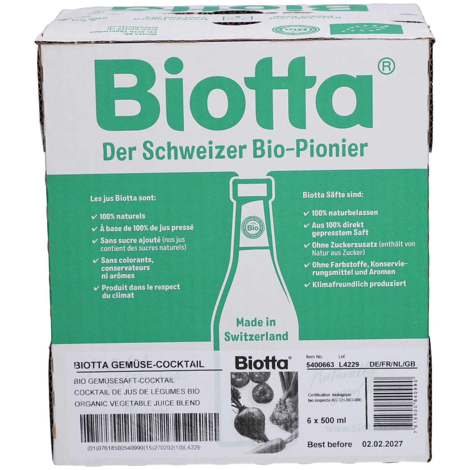 Biotta Gemüse-Cocktail Bio Gemüsesaft-Cocktail