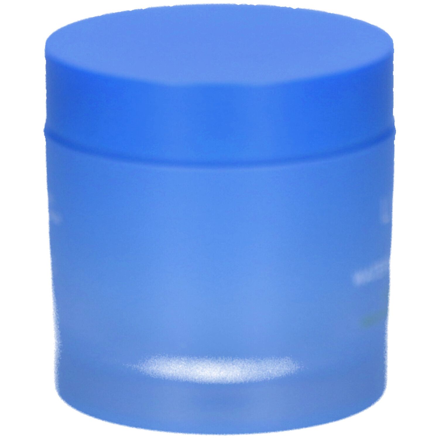 Pot bleu avec couvercle. Produit de soin de la peau. Inscription inconnue.