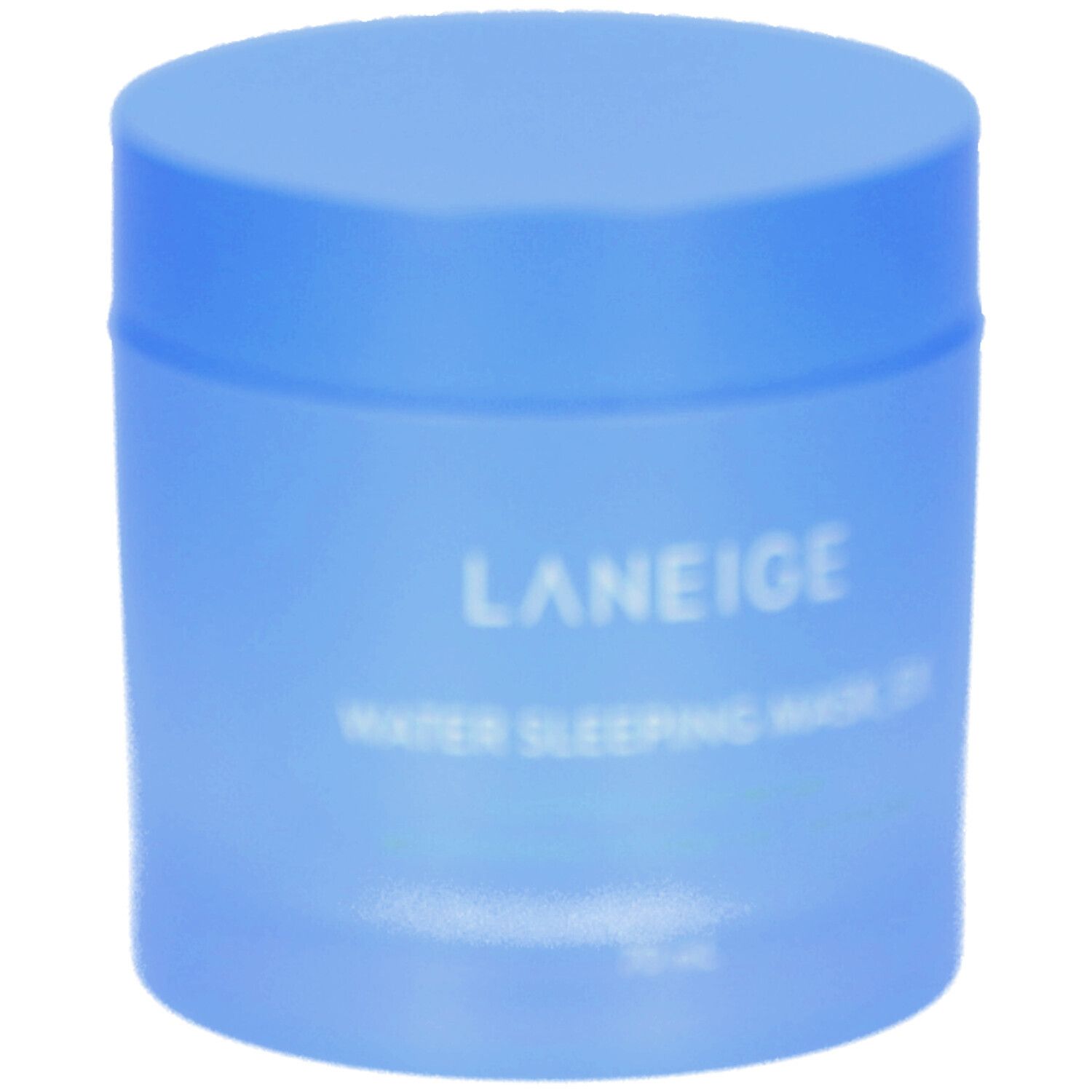 Pot bleu avec couvercle. Inscription LANEIGE, Water Sleeping Mask_EX. Produit de soin de la peau.
