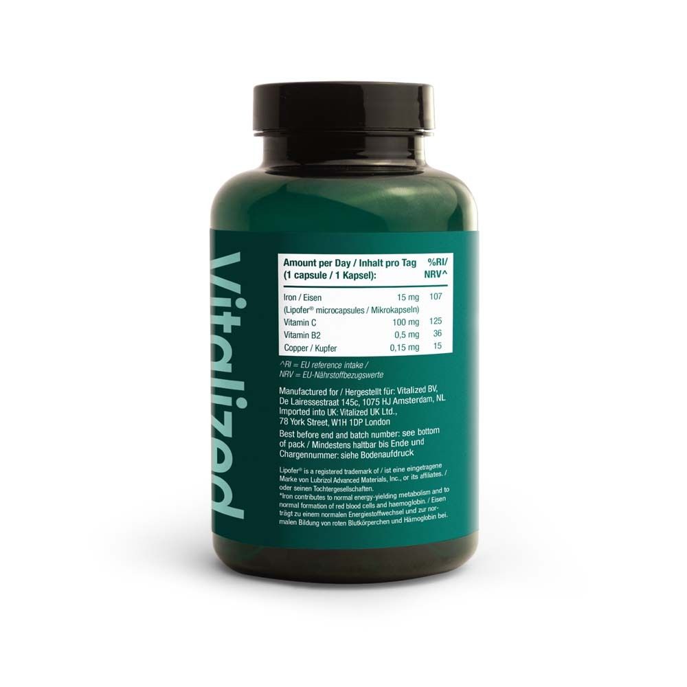 Dos du flacon vert. Texte en allemand. Informations nutritionnelles et ingrédients.