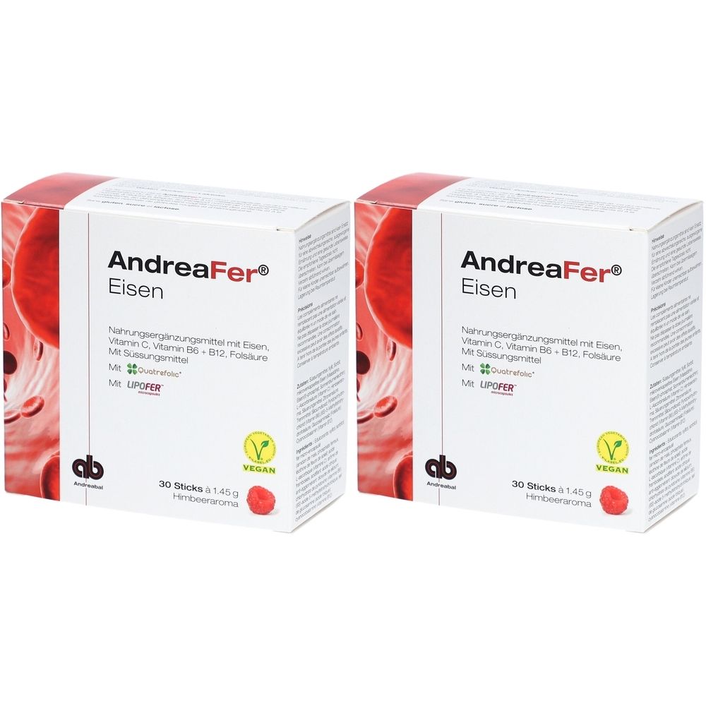 AndreaFer Fer complément avec fer, vitamines C, B6, B12 et acide folique
