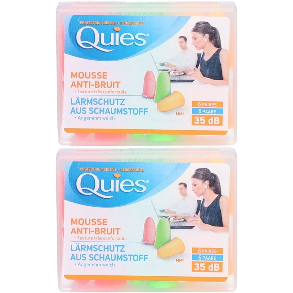 Quies Lärmschutz Ohrstöpsel Schaumstoff NEON 12 Stück