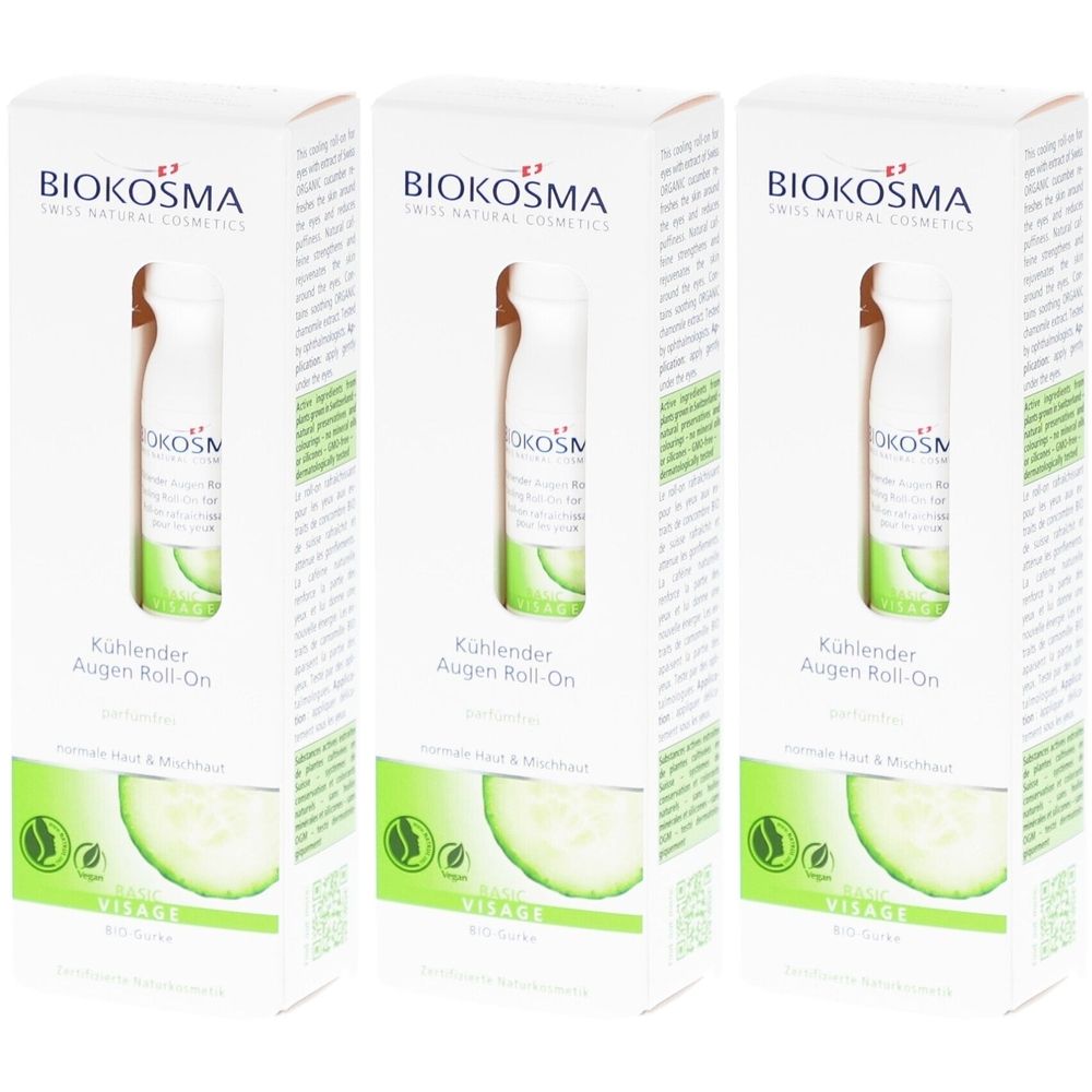 BIOKOSMA Roll-on yeux rafraîchissant à l'extrait de concombre bio