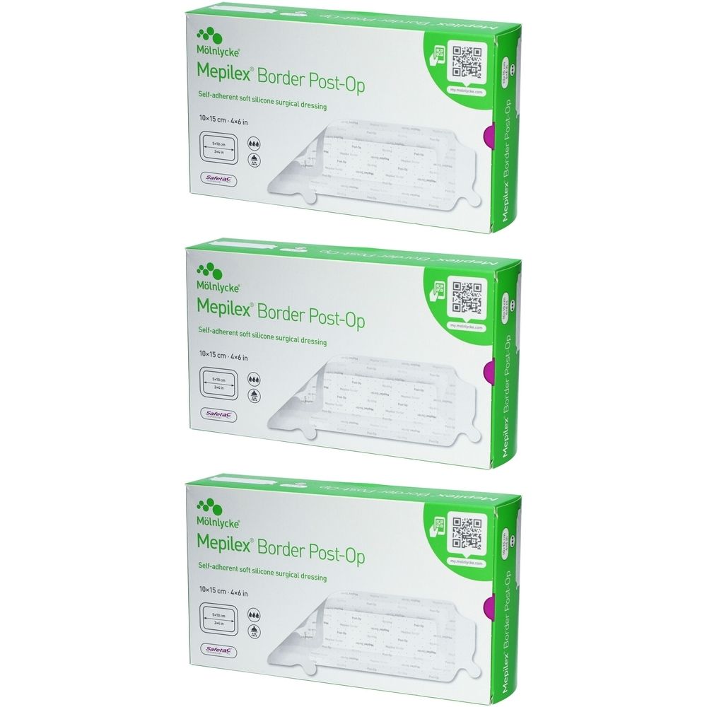 Mölnlycke® Mepilex® Border Post-Op 10x15 cm Pansement avec Safetac