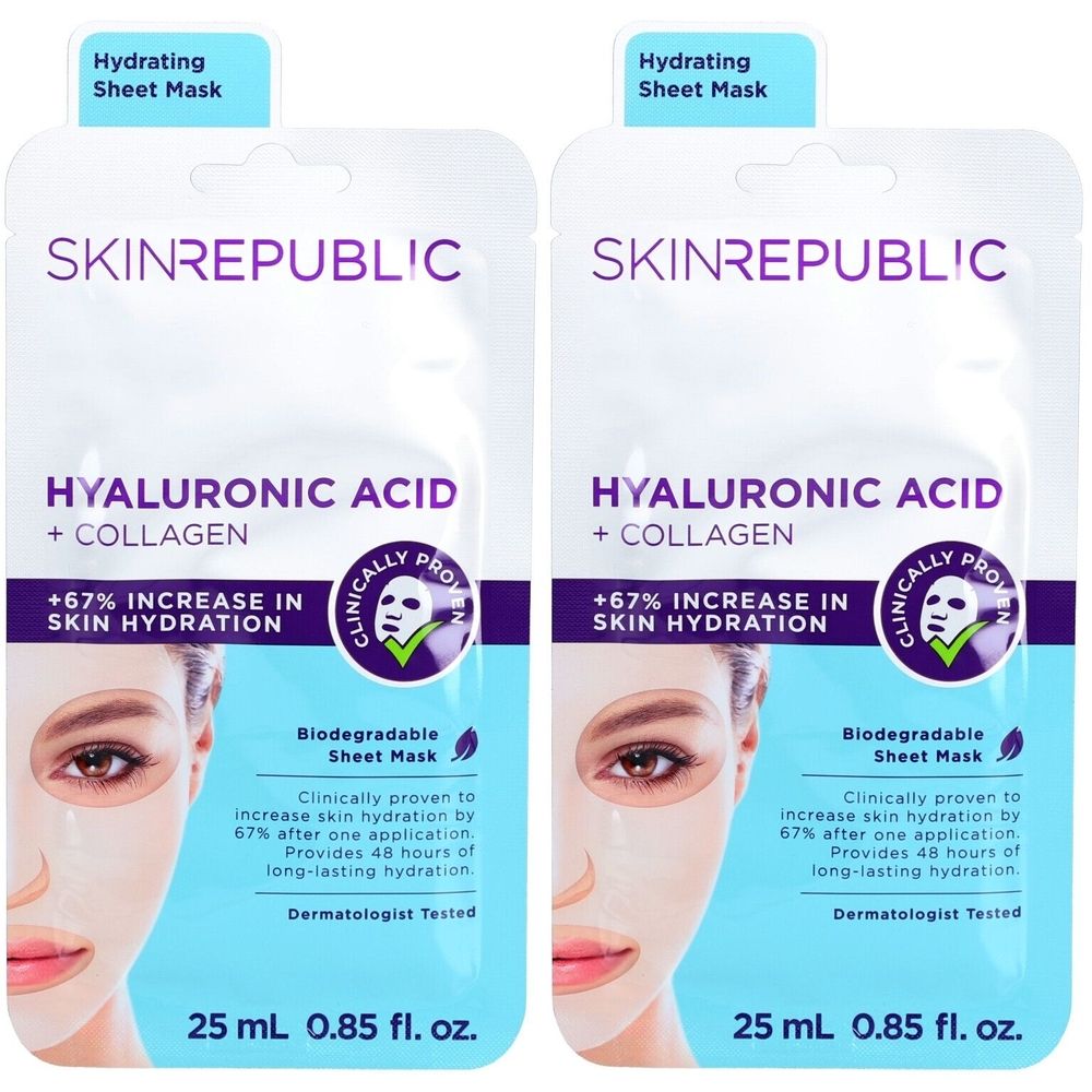 Skin Republic® Tuchmaske mit Hyaluronsäure & Kollagen