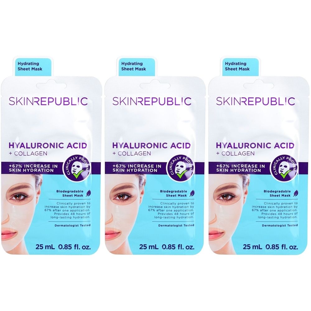 Skin Republic® Tuchmaske mit Hyaluronsäure & Kollagen
