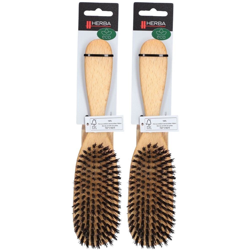 HERBA Haarbürste Wildschweinborsten oval Buche FSC