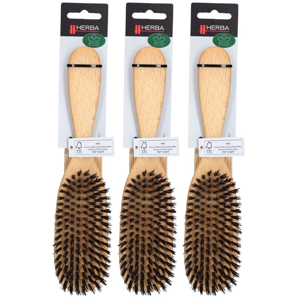 HERBA Haarbürste Wildschweinborsten oval Buche FSC