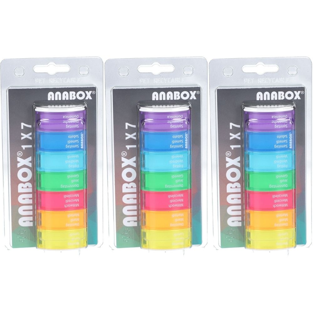 Anabox Medikamentenbox 1x7 farbig sortiert
