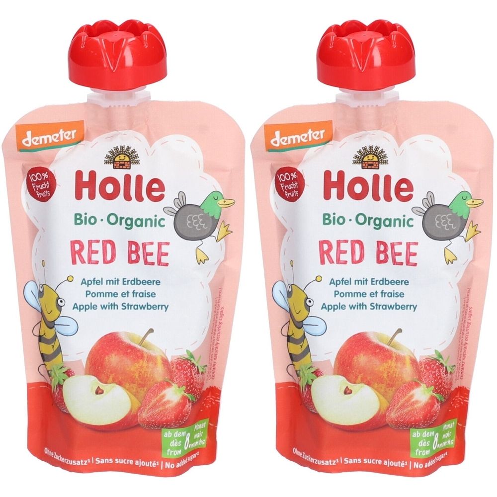 HOLLE Red Bee Trinkflasche Apfel & Erdbeere bio