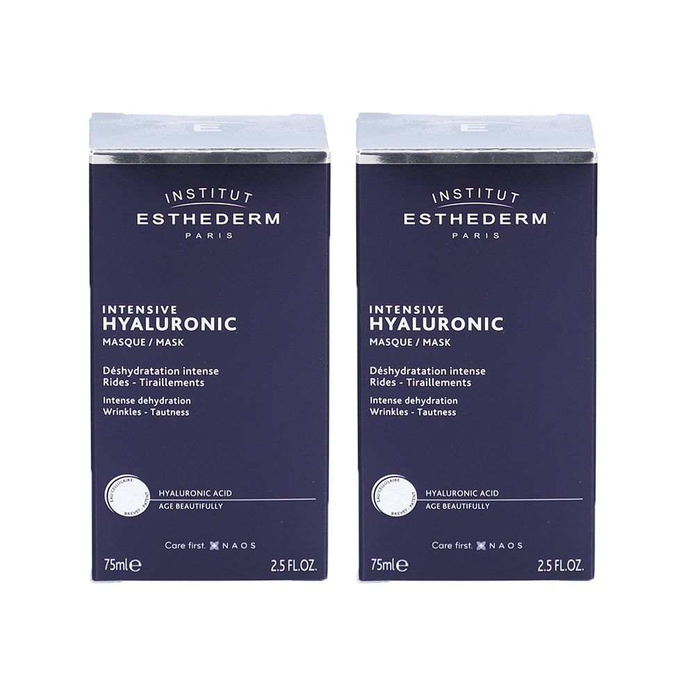 Deux boîtes de masque intensif à l'acide hyaluronique INSTITUT ESTHEDERM, 75ml.