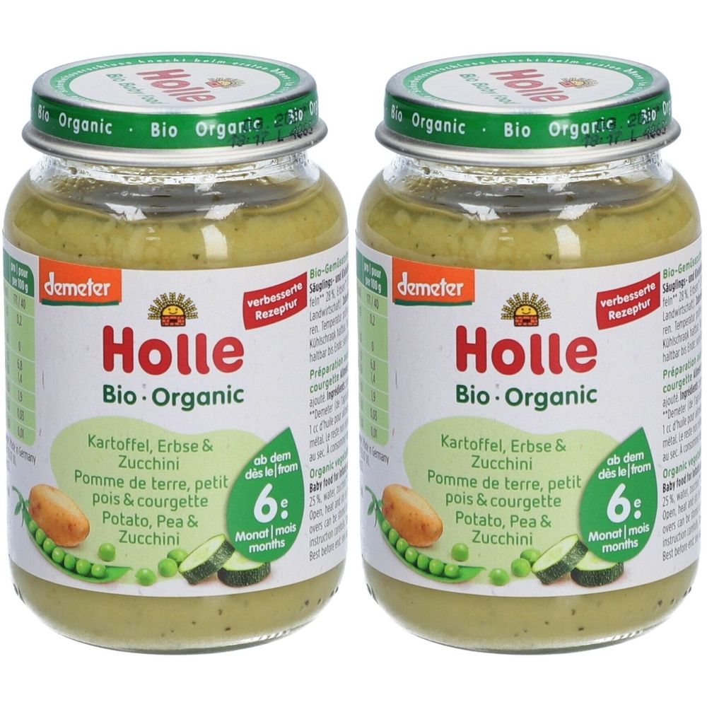 HOLLE Préparation aux légumes bio Pomme de terre, petit pois et courgette