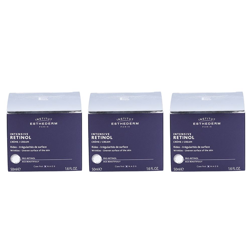 Trois pots de crème Institut Esthederm Intensive Retinol, 50ml.