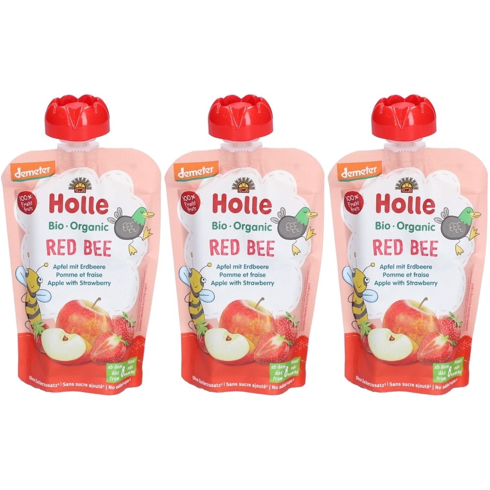 HOLLE Red Bee Trinkflasche Apfel & Erdbeere bio