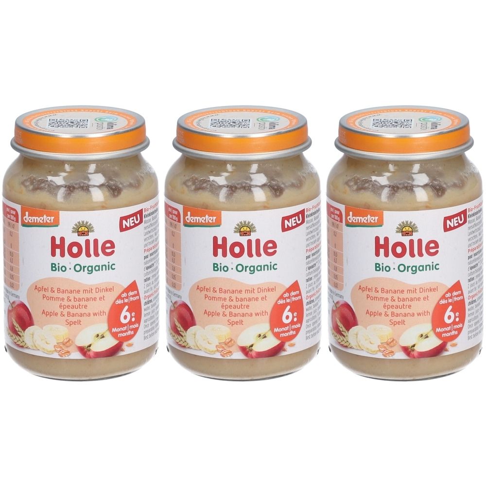 HOLLE Petit pot aux fruits bio Pomme & banane et épeautre