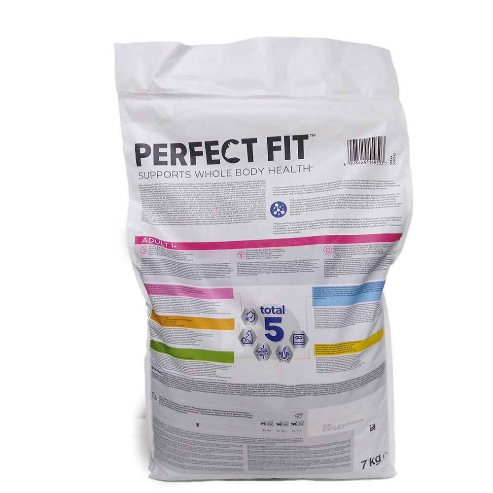 PERFECT FIT Adult Kip. Rückseite der Verpackung. Enthält Informationen und 5 Vorteile.