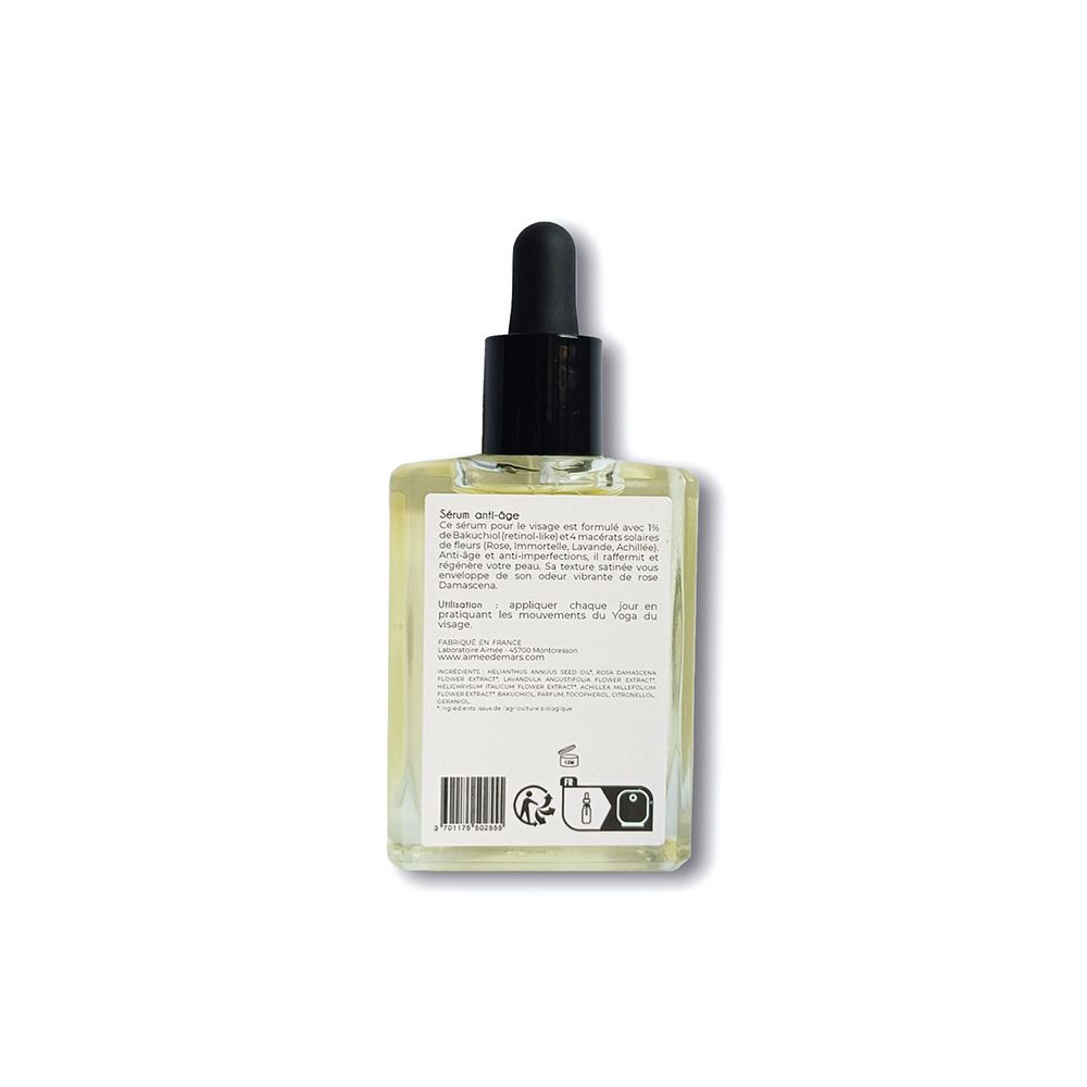 Rückansicht des Flakons. Etikett mit Text und Piktogrammen. Barcode unten.