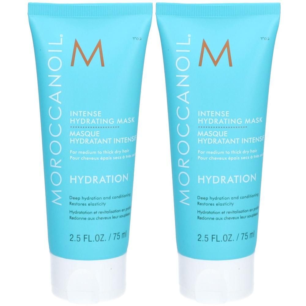 Deux tubes de Masque Hydratant Intense Moroccanoil, 75ml.