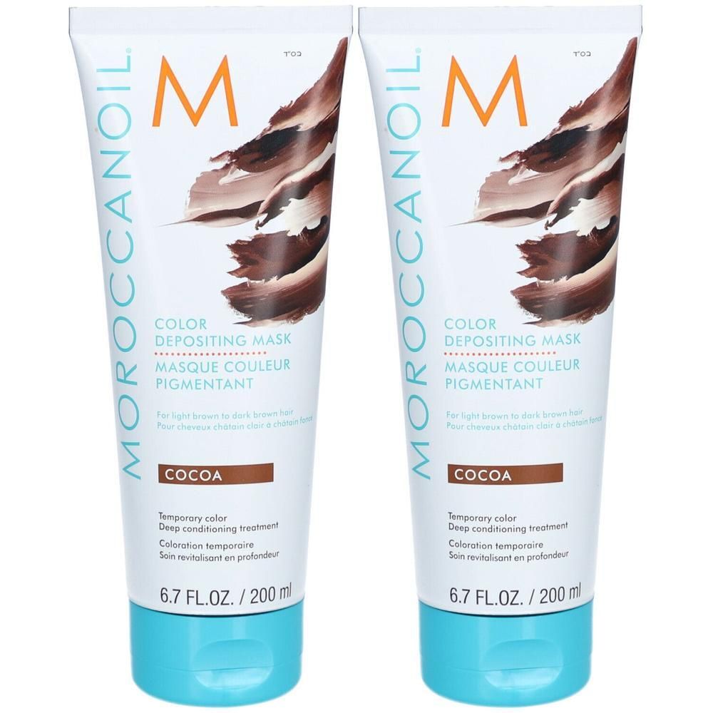 Deux masques colorants pigmentants Moroccanoil, Cacao, 200 ml.