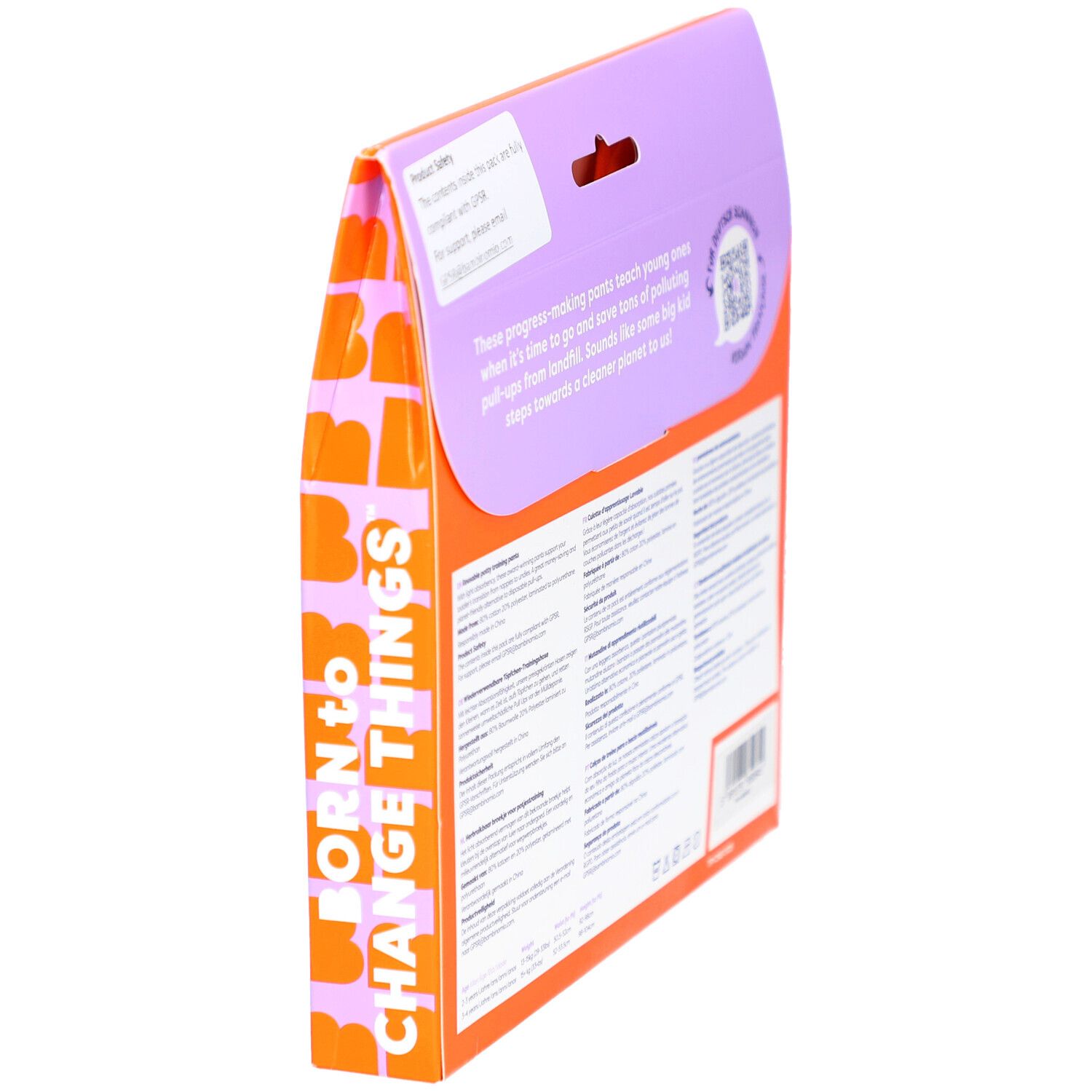 Seitenansicht der Verpackung mit Text. Enthält Informationen zum Produkt und FSC-Logo. Alter 3-4 Jahre.