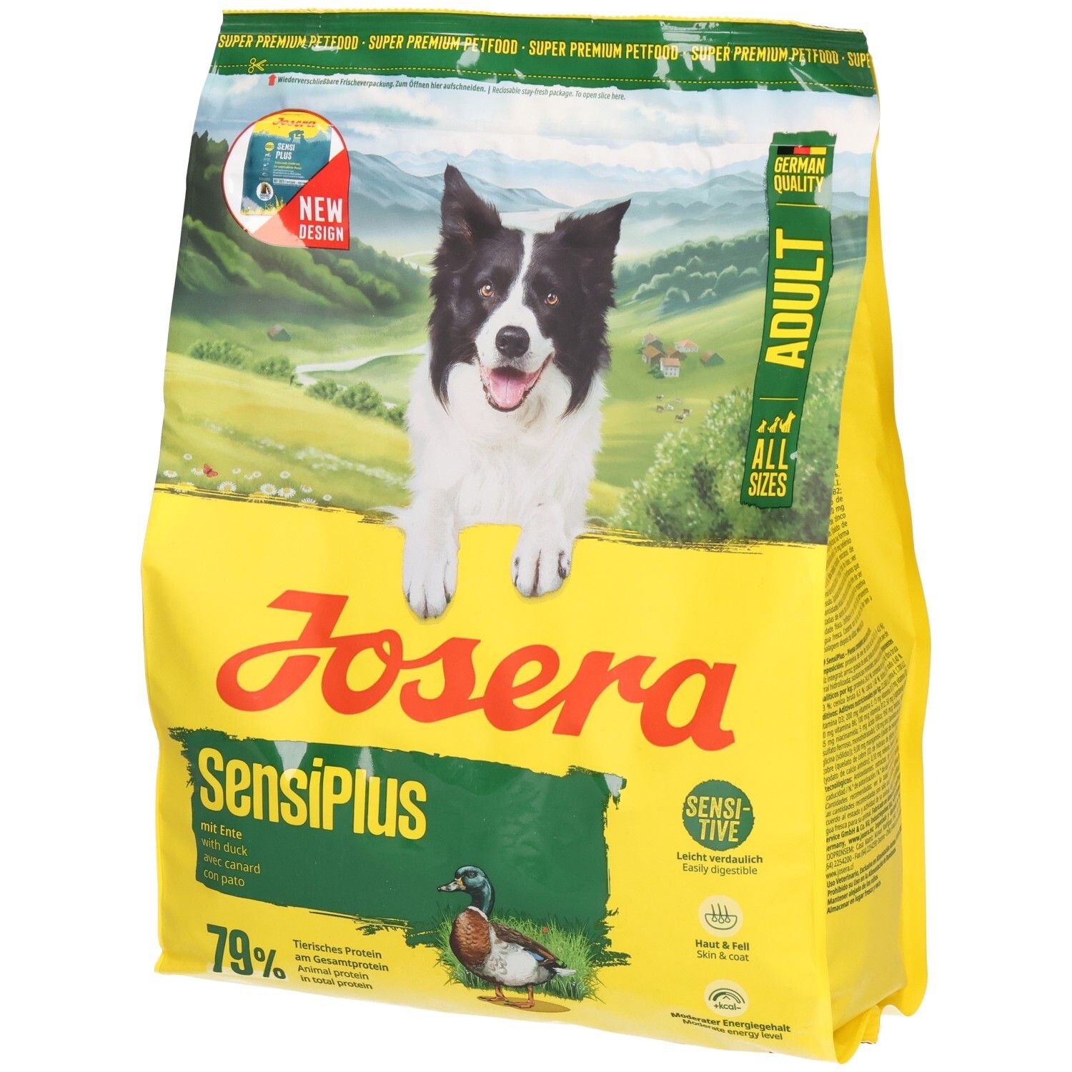 Rückseite einer Josera High Protein Hundefutterpackung mit Nährwertangaben und Inhaltsstoffen.