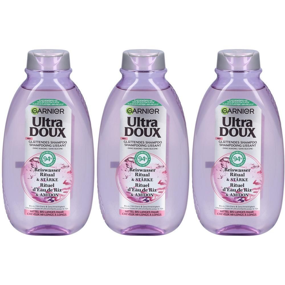 GARNIER Ultra Doux Shampooing Lissant Eau de Riz & Amidon Cheveux Longs