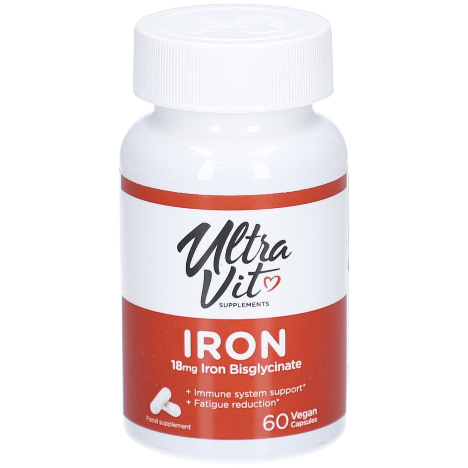 Rückseite der weißen Flasche. Enthält Informationen zu Inhaltsstoffen und Nährwerten. Gluten-, Milchzucker- und laktosefrei.