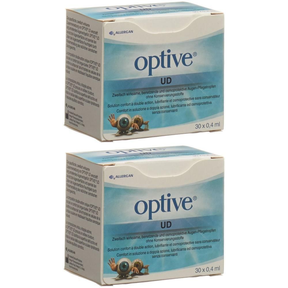 Zwei Schachteln Optive UD Augentropfen, 30x0,4ml.