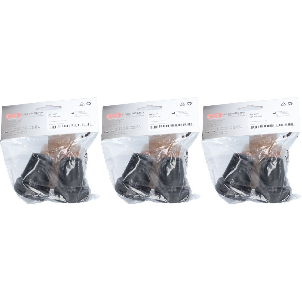 Drei Packungen mit schwarzen Krückenkapseln in transparenten Plastikverpackungen. Jede Packung enthält zwei Kapseln.