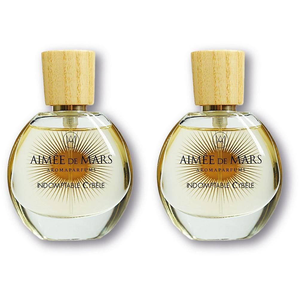 Deux flacons Aimée de Mars Indomptable Cybèle Eau de Parfum avec bouchon en bois.