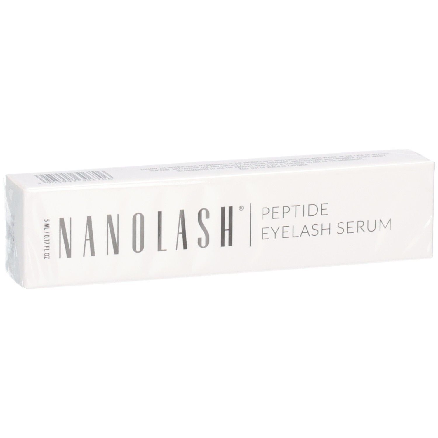 Weiße Box mit "NANOLASH PEPTIDE EYELASH SERUM" Aufschrift, 5ml / 0.17 FL.OZ.
