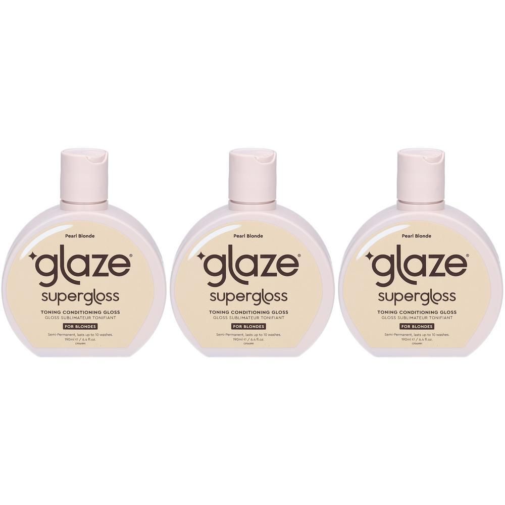 Drei Flaschen Glaze Supergloss Toning Conditioning Gloss für blondes Haar.